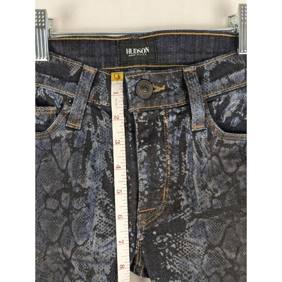 Hudson Jeans Womens 24 Blue Snakeskin Print USA Made Super Skinny Nico Mid Rise - Picture 4 of 11